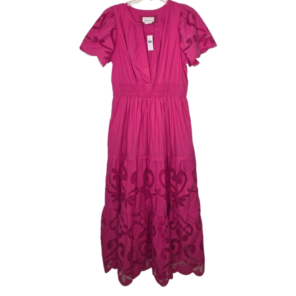 NWT Anthropologie Somerset Embroidered Maxi Dress - Pink Rose - Size L